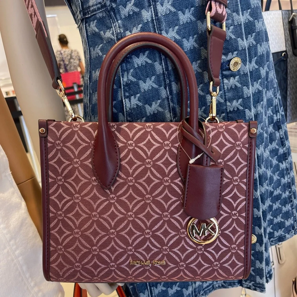 Michael Kors Mirella Small Metallic Logo Jacquard Crossbody Bag
Oxblood Multi - Picture 2 of 16